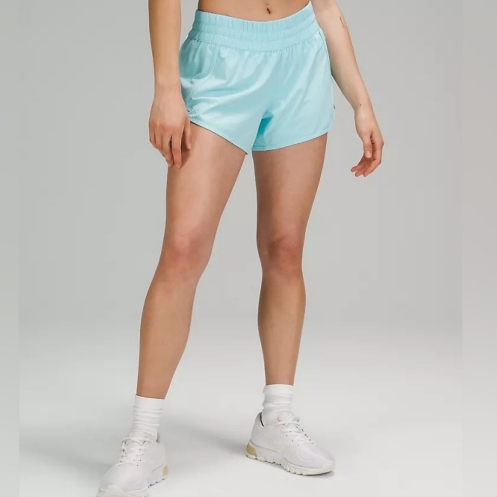 Lululemon Track That Mid-Rise Shorts - Size 16 - 5in inseam - Light Blue